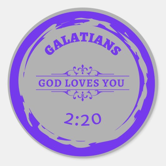 Galatians "GOD LIEVT JOU" KLASSISCHE RONDE STICKER (Voorkant)