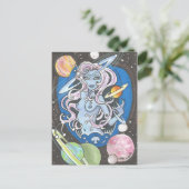 Galaxia Sci-Fi Space Girl fantasy planets Briefkaa Briefkaart (Staand voorkant)