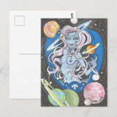 Galaxia Sci-Fi Space Girl fantasy planets Briefkaa Briefkaart (Voorkant / Achterkant)