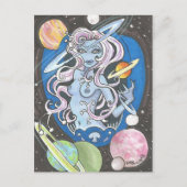 Galaxia Sci-Fi Space Girl fantasy planets Briefkaa Briefkaart (Voorkant)