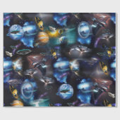 Galaxiale bezoekers in de ruimte cadeaupapier (Vlak)