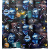 Galaxiale bezoekers in de ruimte douchegordijn (Voorkant)