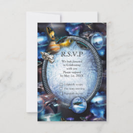 Galaxiale bezoekers in de ruimte RSVP kaartje