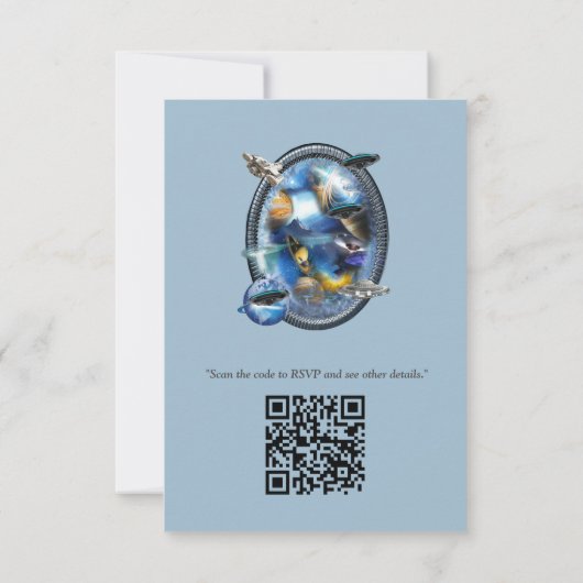 Galaxiale bezoekers in de ruimte RSVP kaartje (Achterkant)