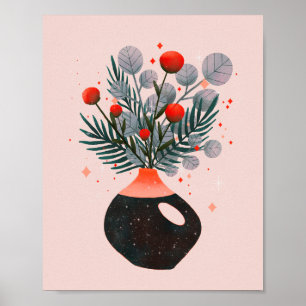 Galaxiale bloemen, gebarsten met elementen van het poster