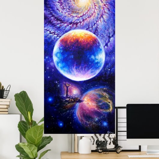 Galaxiale planeet en nebula poster (Thuiskantoor)
