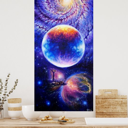 Galaxiale planeet en nebula poster (Keuken)