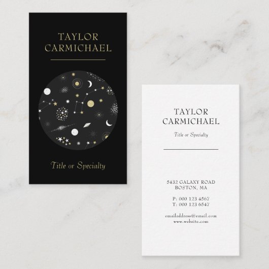 Galaxies en sterrenzwarte ruimte visitekaartje (Voorkant / Achterkant)