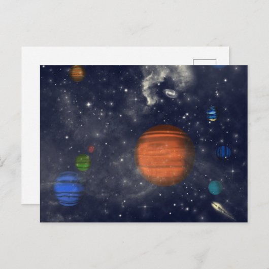 Galaxies met sterren en planeten in de ruimte briefkaart (Voorkant / Achterkant)
