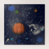 Galaxies met sterren en planeten in de ruimte legpuzzel (Horizontaal)