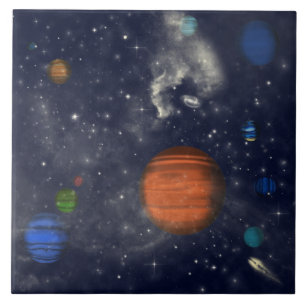 Galaxies met sterren en planeten in de ruimte tegeltje