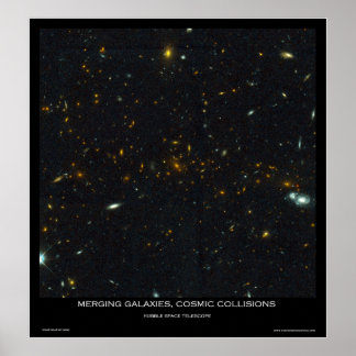 Galaxies samenvoegen, kosmische botsingen poster