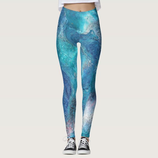 Galaxy 3 Soft Blue Abstracte Leggings (Voorkant)