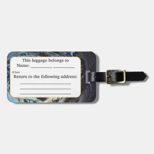 Galaxy Acrylic Pour Geïnspireerd Bagagelabel (Voorkant horizontaal)