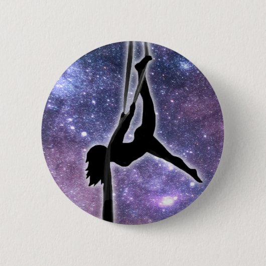 Galaxy Aerialistische danseres op Aerial Silks Ronde Button 5,7 Cm (Voorkant)