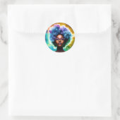 Galaxy Afro zwarte vrouw in bril Ronde Sticker (Tas)