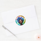 Galaxy Afro zwarte vrouw in bril Ronde Sticker (Envelop)