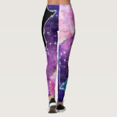 Galaxy Agaat Marmer Glitter Paarse Blauw Roze Leggings (Achterkant)