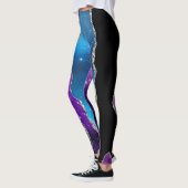 Galaxy Agaat Marmer Glitter Paarse Blauw Roze Leggings (Links)