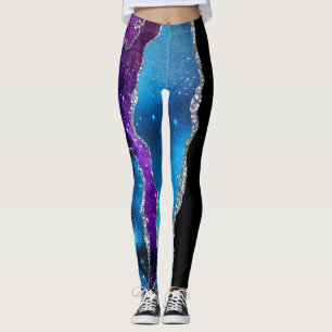 Galaxy Agaat Marmer Glitter Paarse Blauw Roze Leggings