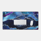 Galaxy Agaat Zilveren Glitter Buitenruimte Monogra Bureaumat (Keyboard & Muis)
