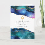 Galaxy Agate Bat Mitzvah Bedankkaart<br><div class="desc">Galaxy faux Gold glitter agate stone bat mitzvah dank u uw kaart met elegante schrijftypografie die aanpasbaar is aan uw specificaties van het evenement.</div>