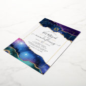 Galaxy Agate Bat Mitzvah Folie Uitnodiging (Gedraaid)