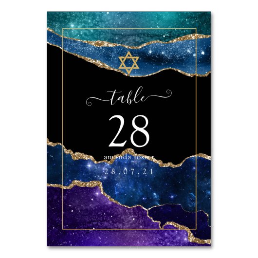 Galaxy Agate Bat Mitzvah Kaart (Achterkant)