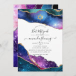 Galaxy Agate Bat Mitzvah Kaart<br><div class="desc">Galaxy faux glitter agate stone bat mitzvah nodigt u uit met elegante handschrift-typografie die aanpasbaar is aan de specificaties van uw evenement.</div>