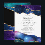 Galaxy Agate Bat Mitzvah Kaart<br><div class="desc">Galaxy faux glitter agate stone bat mitzvah invitation with elegant handwriting typography customizable to your event specifics.</div>