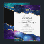 Galaxy Agate Bat Mitzvah Kaart<br><div class="desc">Galaxy faux glitter agate stone bat mitzvah invitation with elegant handwriting typography customizable to your event specifics.</div>