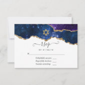Galaxy Agate Bat Mitzvah RSVP-kaart RSVP Kaartje (Voorkant)