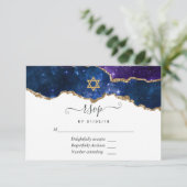 Galaxy Agate Bat Mitzvah RSVP-kaart RSVP Kaartje (Staand voorkant)