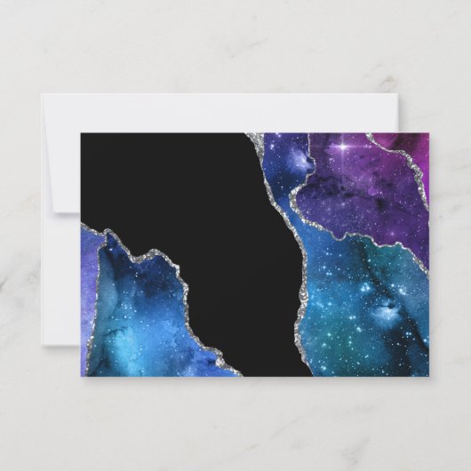 Galaxy Agate Bat Mitzvah RSVP-kaart RSVP Kaartje (Achterkant)