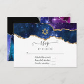 Galaxy Agate Bat Mitzvah RSVP-kaart RSVP Kaartje (Voorkant / Achterkant)