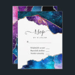Galaxy Agate Bat Mitzvah RSVP Kaartje<br><div class="desc">Galaxy faux glitter agate stone bat mitzvah rsvp card met elegante handschrift typografie die aanpasbaar is aan uw specificaties van de gebeurtenis.</div>