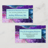 Galaxy Agate Faux Glitter Business Car Visitekaartje (Voorkant / Achterkant)