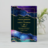 Galaxy Agate Huwelijks Folie Uitnodiging (Staand Voorkant)