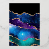 Galaxy Agate Huwelijks Folie Uitnodiging (Achterkant)
