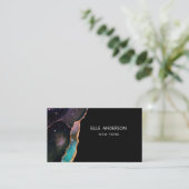 Galaxy Agate Modern Elegant Makeup Blauwgroen Ruby Visitekaartje (Staand voorkant)