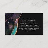 Galaxy Agate Modern Elegant Makeup Blauwgroen Ruby Visitekaartje (Achterkant)