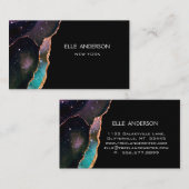 Galaxy Agate Modern Elegant Makeup Blauwgroen Ruby Visitekaartje (Voorkant / Achterkant)