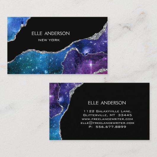 Galaxy Agate Modern Elegant Makeup Visitekaartje (Voorkant / Achterkant)