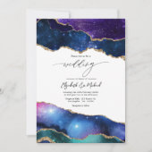 Galaxy Agate Nep Glitter Hemels Luxe Trouwfeest Kaart (Voorkant)