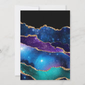 Galaxy Agate Nep Glitter Hemels Luxe Trouwfeest Kaart (Achterkant)