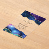 Galaxy Agate Nep Glitter Luxe Hemelbruiloft Acryl Uitnodigingen (Laagn)