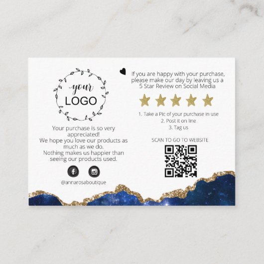 *~* Galaxy AGATE QR Logo DANK U Review AP8 Informatiekaartje (Achterkant)