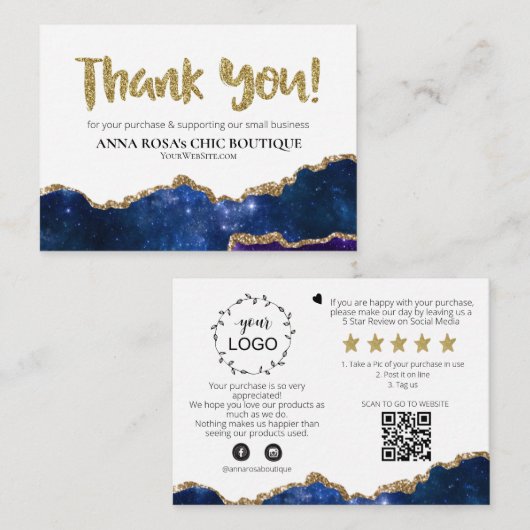 *~* Galaxy AGATE QR Logo DANK U Review AP8 Informatiekaartje (Voorkant / Achterkant)