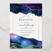 Galaxy Agate Quinceañera Folie Uitnodiging (Voorkant)