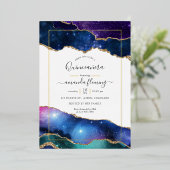Galaxy Agate Quinceañera Folie Uitnodiging (Staand Voorkant)